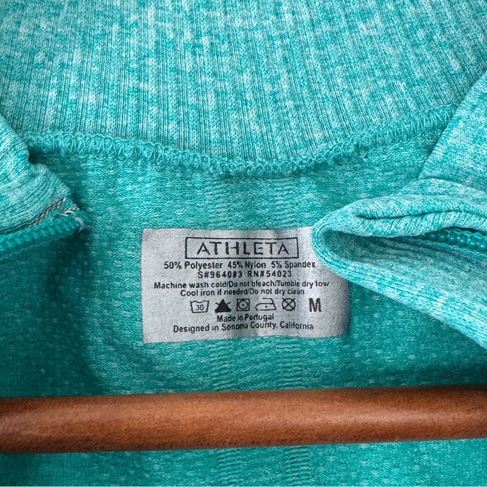 Athleta Teal Heathered Quarter Zip Long Sleeve Workout Top size M - Picture 5 of 7